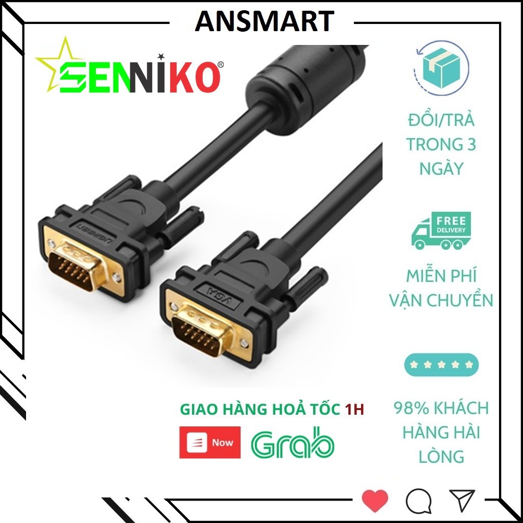 [Mã ELHACE giảm 4% đơn 300K] Dây vga dây màn hình máy tính, máy chiếu dài 1,5m 3m HD, chống nhiễu