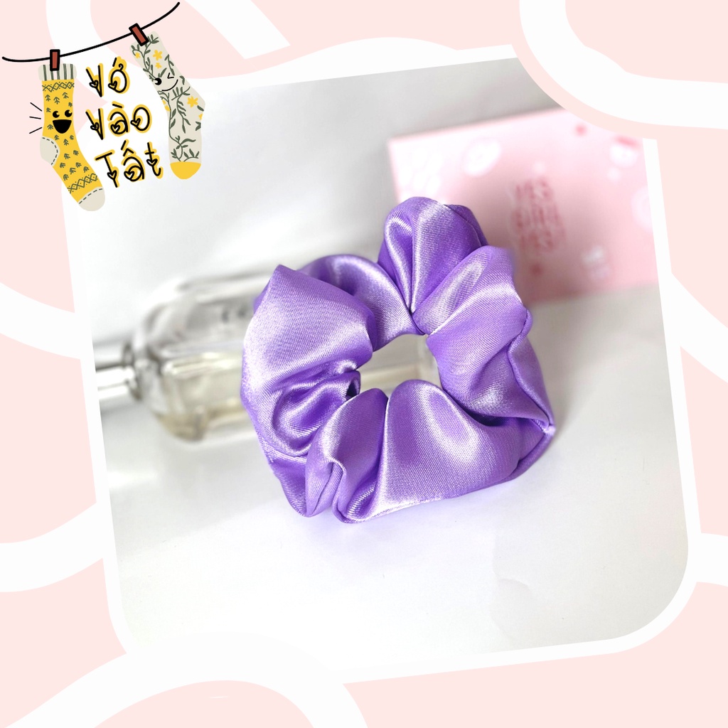 Buộc tóc scrunchies satin bóng
