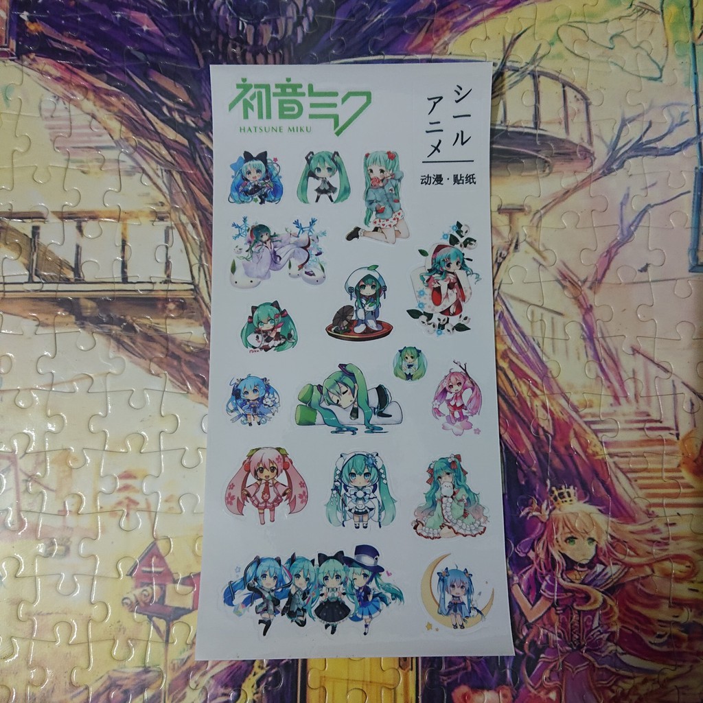 Sticker Hatsune Miku ảnh dán Anime trang trí màu trong suốt