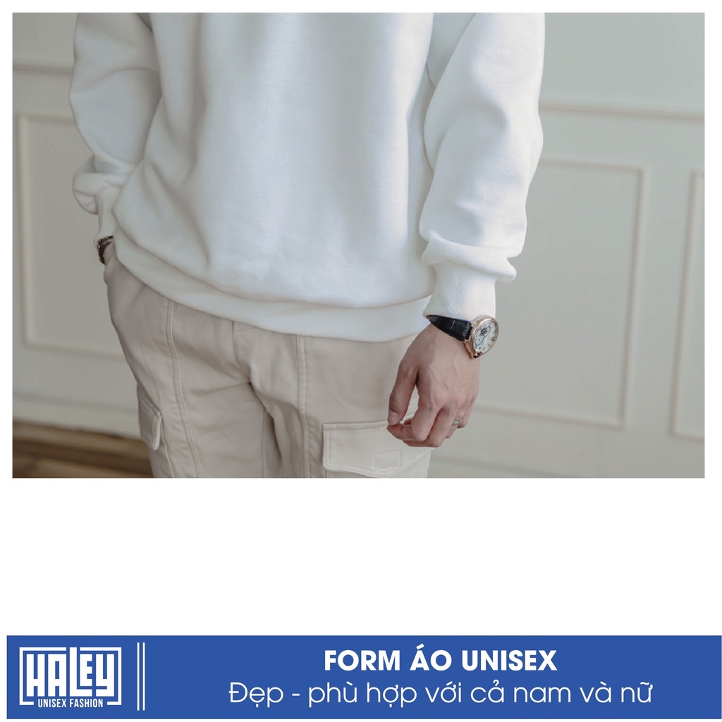 Áo sweater thu đông nam nữ HALEY HD40  unisex Hoodie không mũ phong cách Hà Quốc nỉ bông siêu đẹp