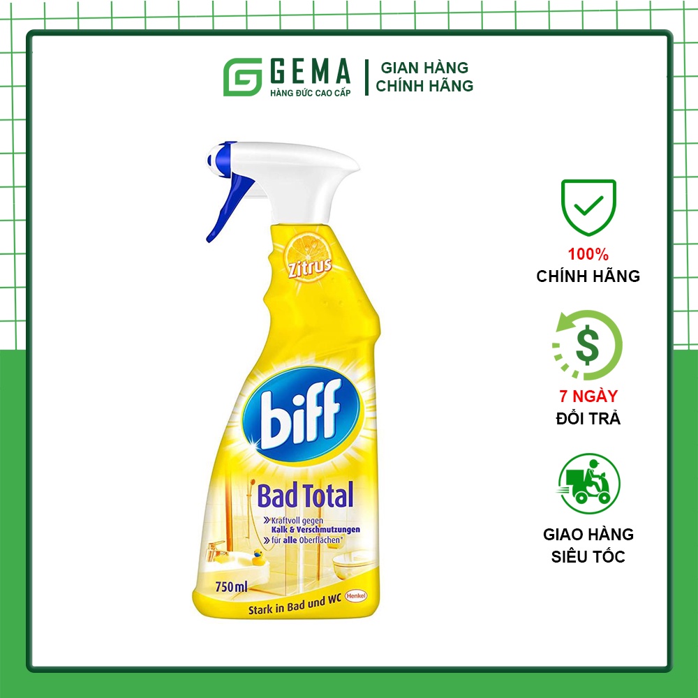 Chai xịt, Nước tẩy rửa vệ sinh nhà tắm Biff Bad total hàng nội địa Đức 750ml