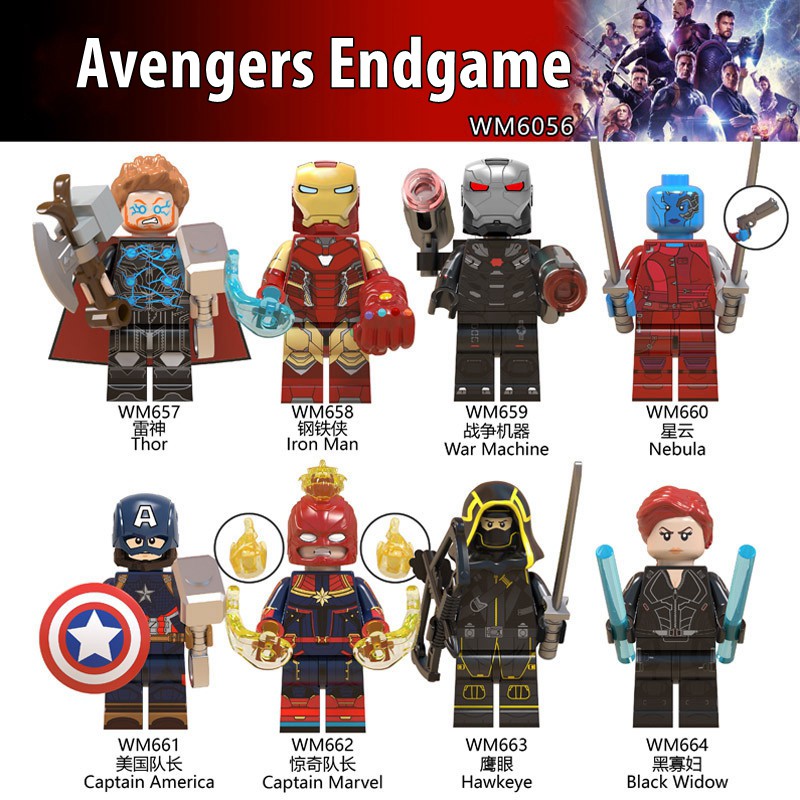 Mô hình lắp ráp Lego Iron Man/Thor/War Machine/Captain Marvel Wm6056 chất lượng cao