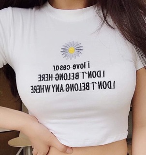Áo croptop thêu hoa cúc