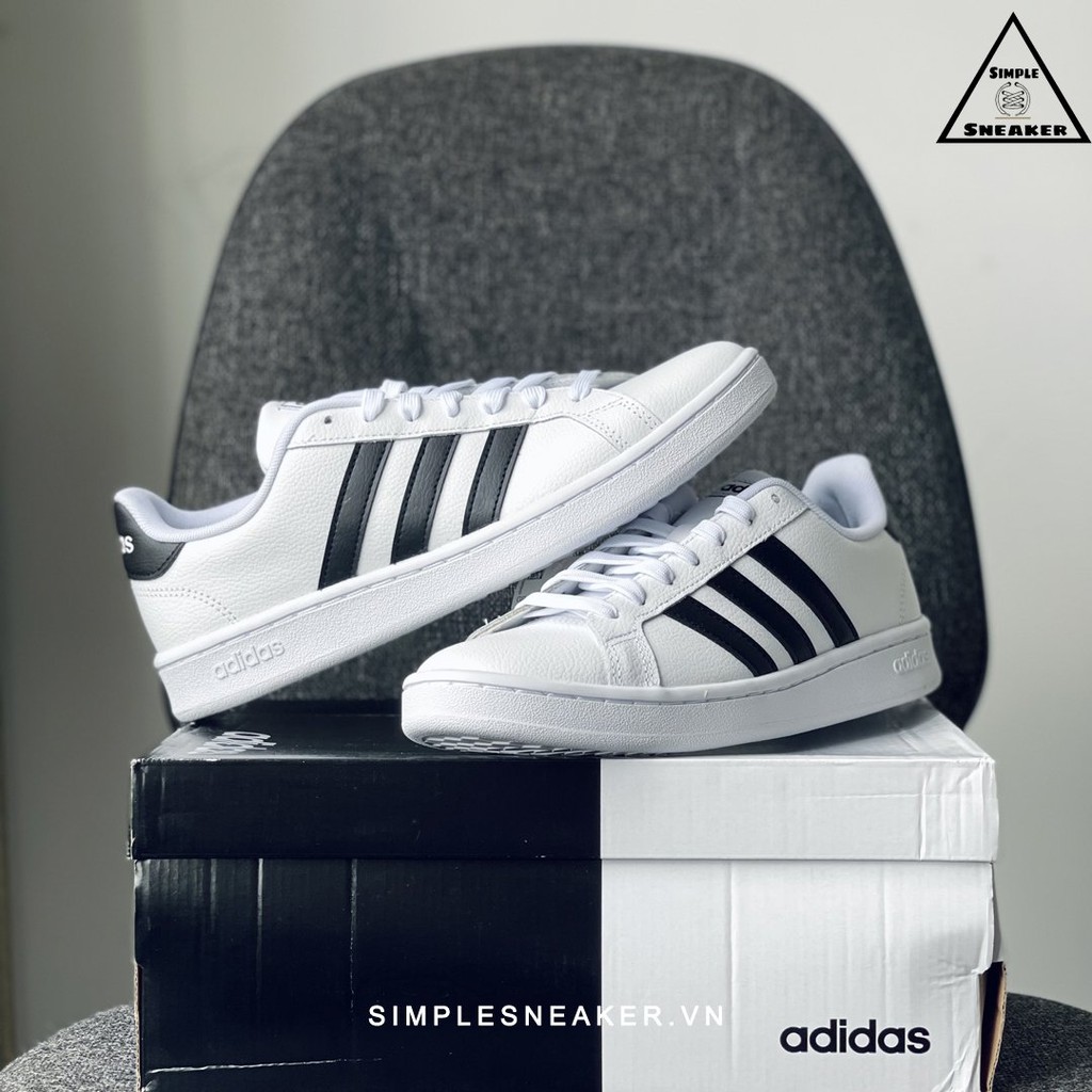 Giày Adidas Grand Court White Black 🔴FREESHIP🔴 Hàng Chính Hãng - Giày Thể Thao Unisex - Simple Sneaker