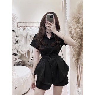 SET ÁO SƠ MI THẮT EO + SHORT BA MÀU [kèm ảnh thật ]