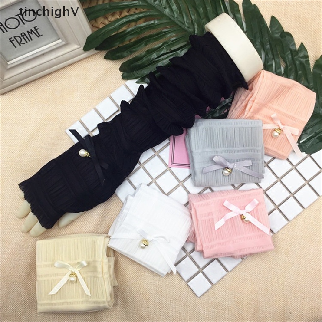 Găng Tay Dài Bằng Lụa Lạnh Phối Ren Chống Nắng Chống Tia UV Thời Trang Mùa Hè