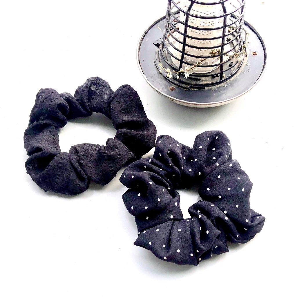 Dây buộc tóc scrunchies phối hoa phong cách Hàn Quốc, cột tóc nhiều họa tiết cho nữ.