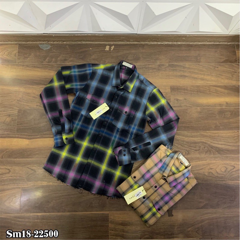 Áo Sơ Mi Dài Tay Kẻ Caro Loang Màu Gấu Xước Cao Cấp | BigBuy360 - bigbuy360.vn