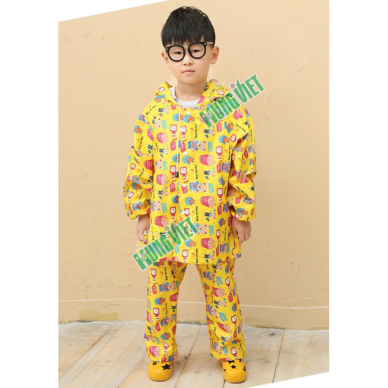 Bộ áo mưa trẻ em vải siêu nhẹ chống thấm Hưng Việt