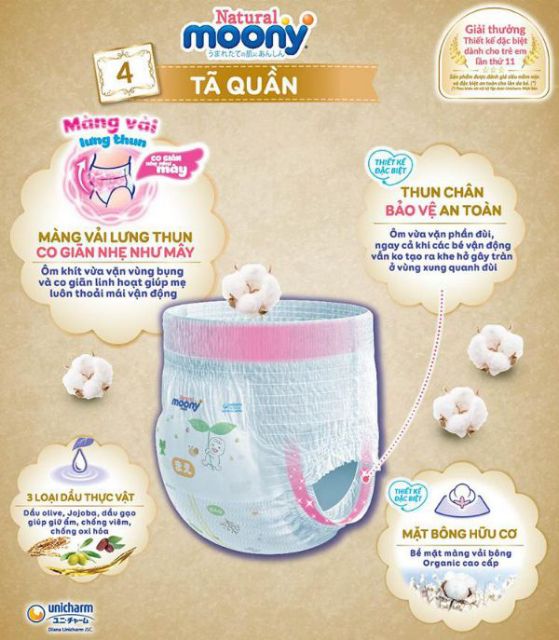 Bỉm Moony Natural đủ size Dán NB-63, Dán S-58, Dán M-46, Dán L-38, Quần M-46, Quần L -36, Quần XL-32