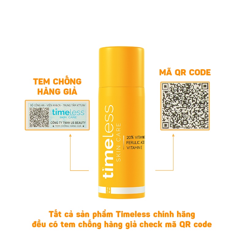 [Mã BMBAU50 giảm 50K đơn 150K] Tinh Chất Dưỡng Sáng Da ‪‬Timeless 20% Vitamin C + Vitamin E + Ferulic Acid Serum (30ml)