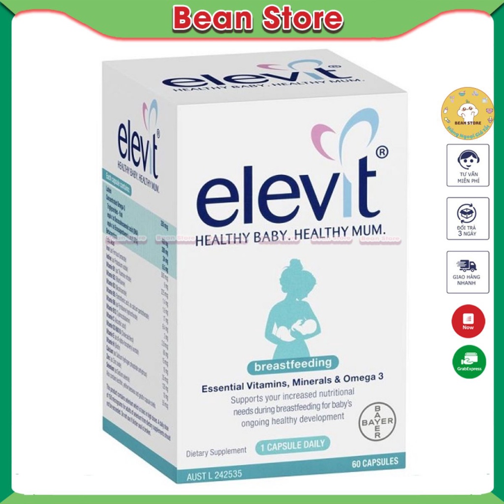 Viên tổng hợp Elevit Úc, cung cấp vitamin và dưỡng chất đầy đủ cho cả mẹ và bé  -  𝐁𝐞𝐚𝐧 𝐒𝐭𝐨𝐫𝐞