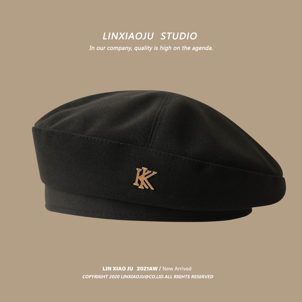 Mũ nồi vải len in chữ KK phong cách đường phố cá tính ngọt ngào cho nữ