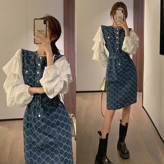 Set áo váy yếm denim thời trang cho nữ