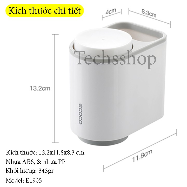 Kệ Để Bàn Chải Kem Đánh Răng Ecoco E1905 Kèm 2 Cốc - Kệ Nhà Tắm Dán Tường