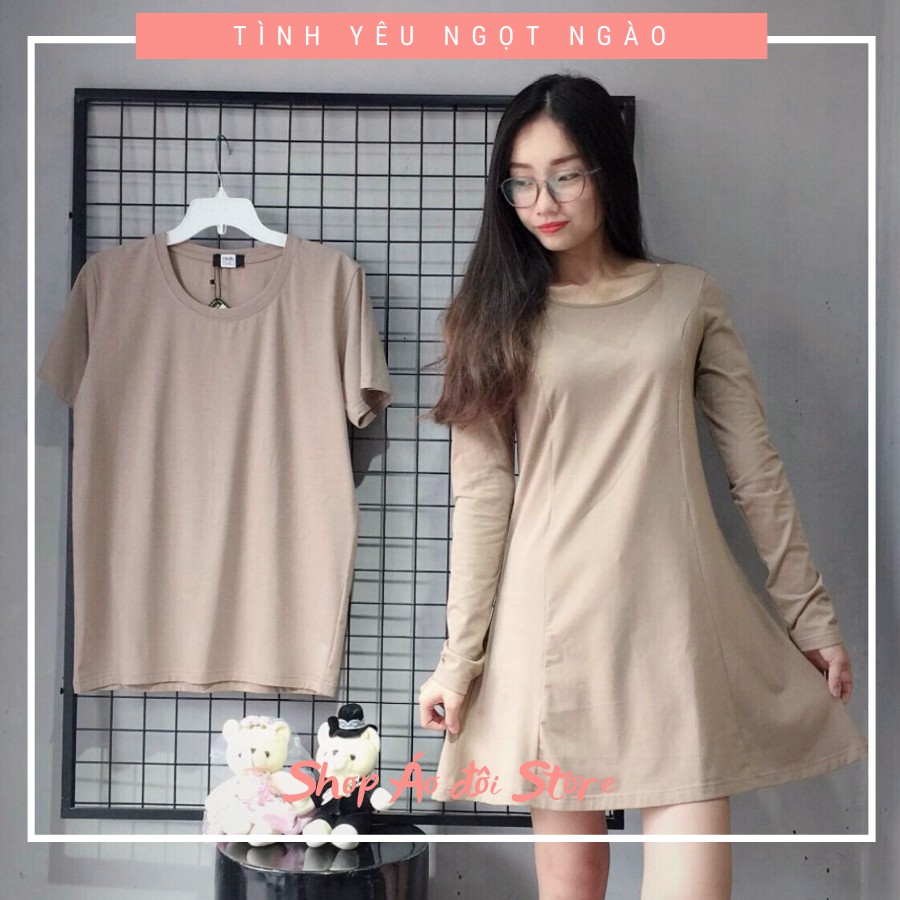 Bộ áo váy thun / sơ mi cặp, đồ đôi nam nữ dễ thương, chất đẹp để chụp hình cưới, đi du lịch