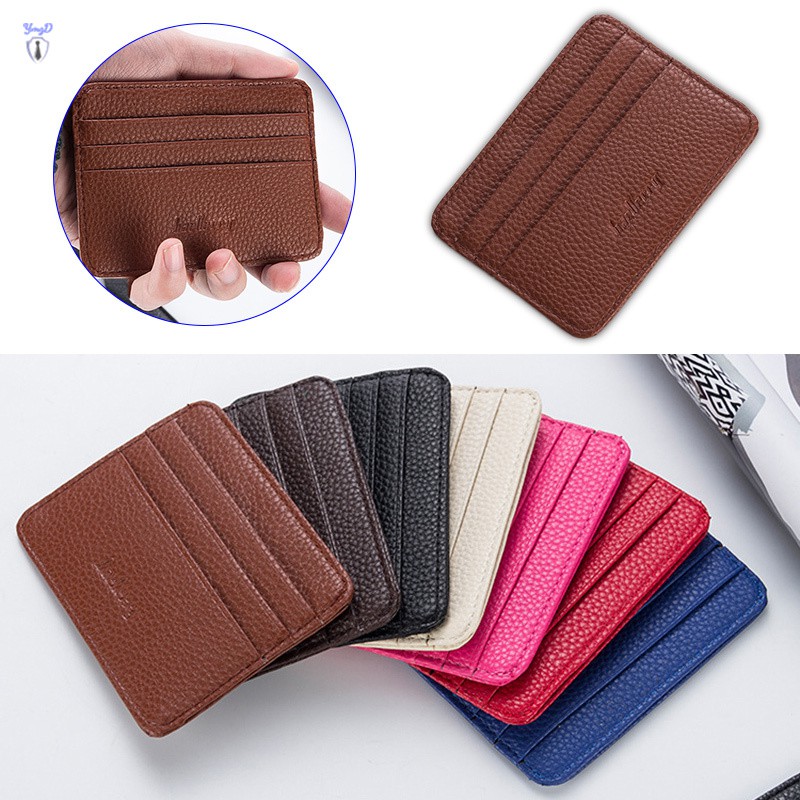 YI Fashion Women Slim Minimalist Wallet PU Leather Credit Card Holder Short Purse @VN