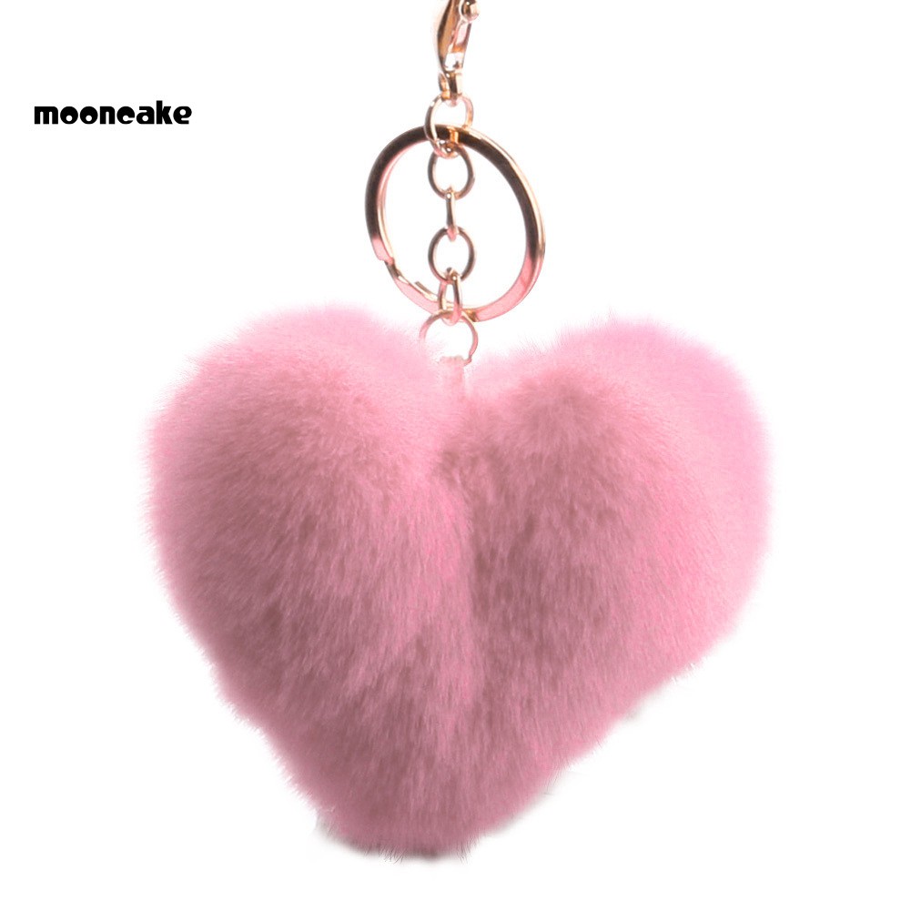 Móc chìa khóa hình trái tim nhồi bông màu đỏ dễ thương