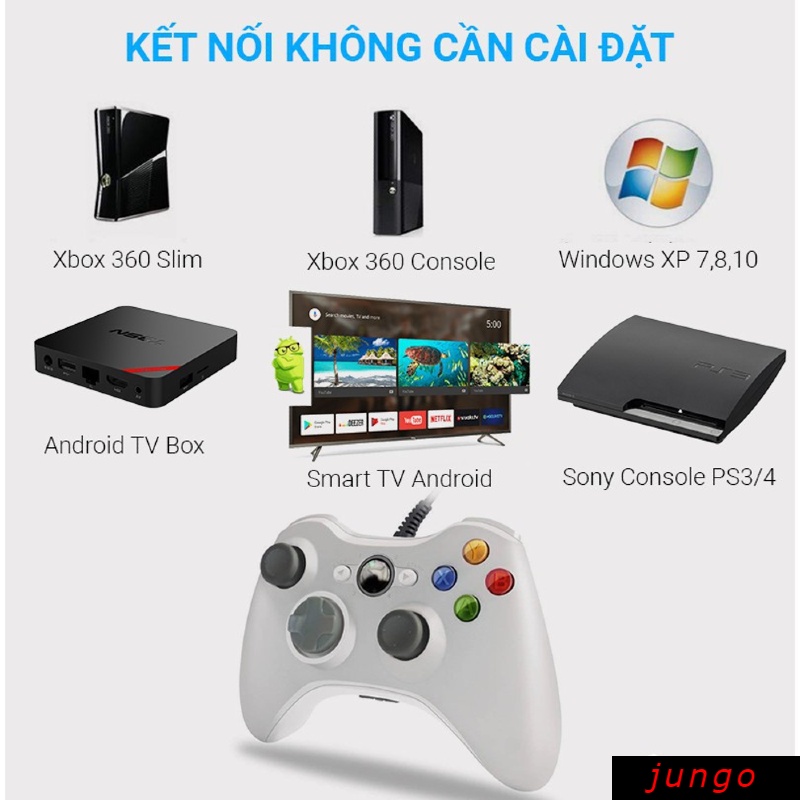 Tay cầm chơi game fifa online 4 Microsoft Xbox 360 Full Box Có Rung,Tay Cầm fo4 có dây PC,Laptop full skill