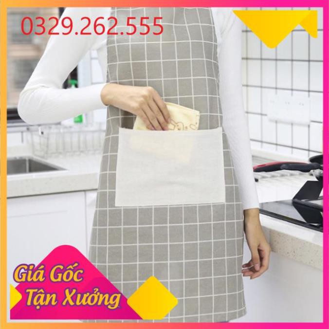 (Sale Khủng)  Tạp dề nấu bếp bằng vải họa tiết kẻ caro (Giao mầu ngẫu nhiên)