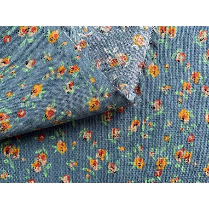 Vải linen bột họa tiết hoa nhí vintage 50x150cm