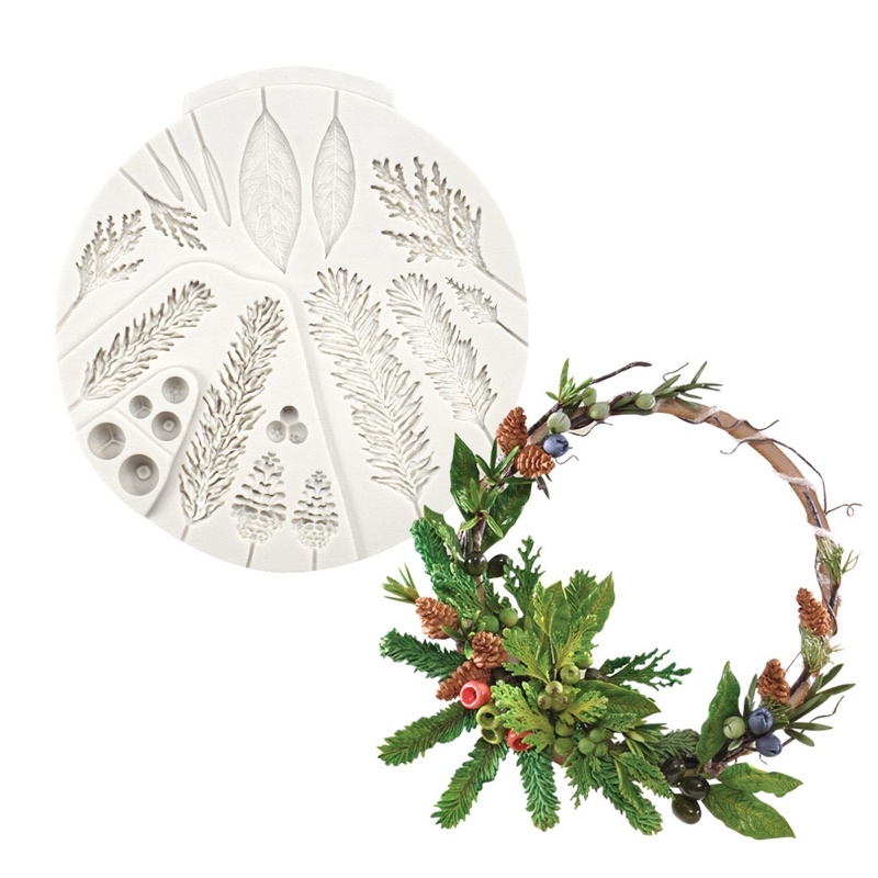 khuôn silicon lá trang trí bánh