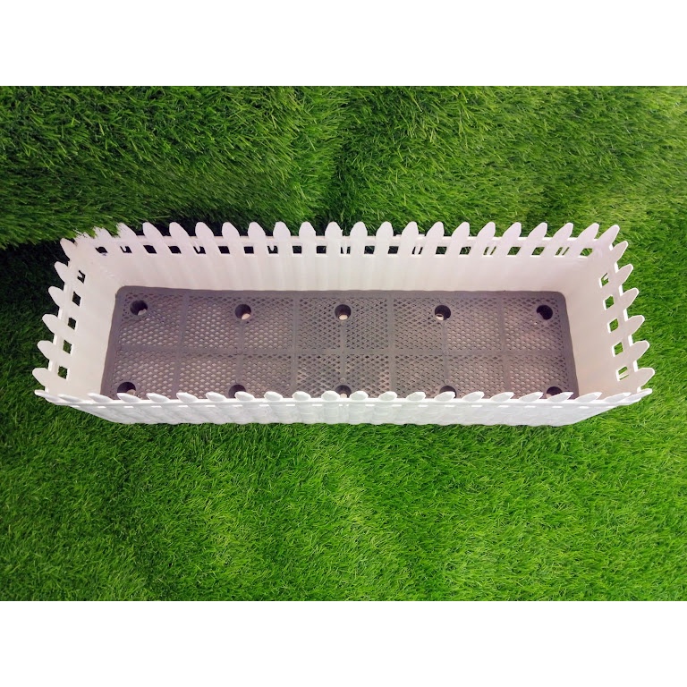 Chậu nhựa hàng rào 4T2 trắng  trồng cây để bàn