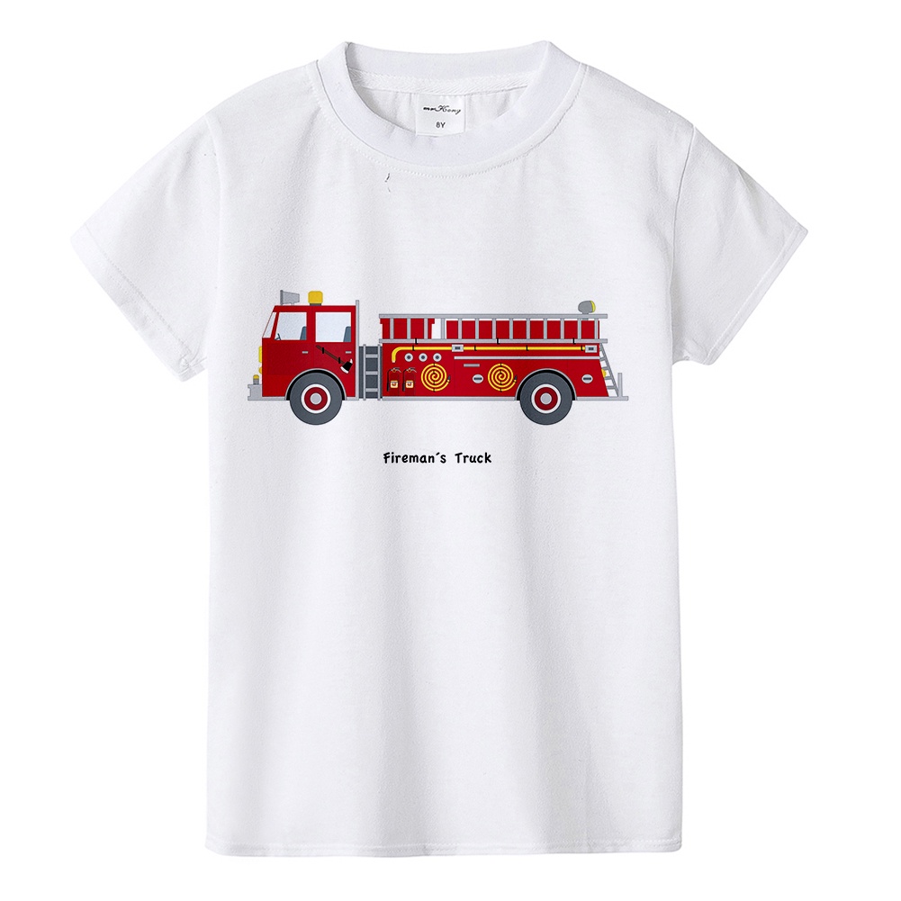Áo Thun Tay Ngắn Cổ Tròn In Hình Lính Cứu Hỏa / Xe Cứu Hỏa Thời Trang Mùa Hè Hàng Mới Dành Cho Trẻ Em 3-13 Tuổi