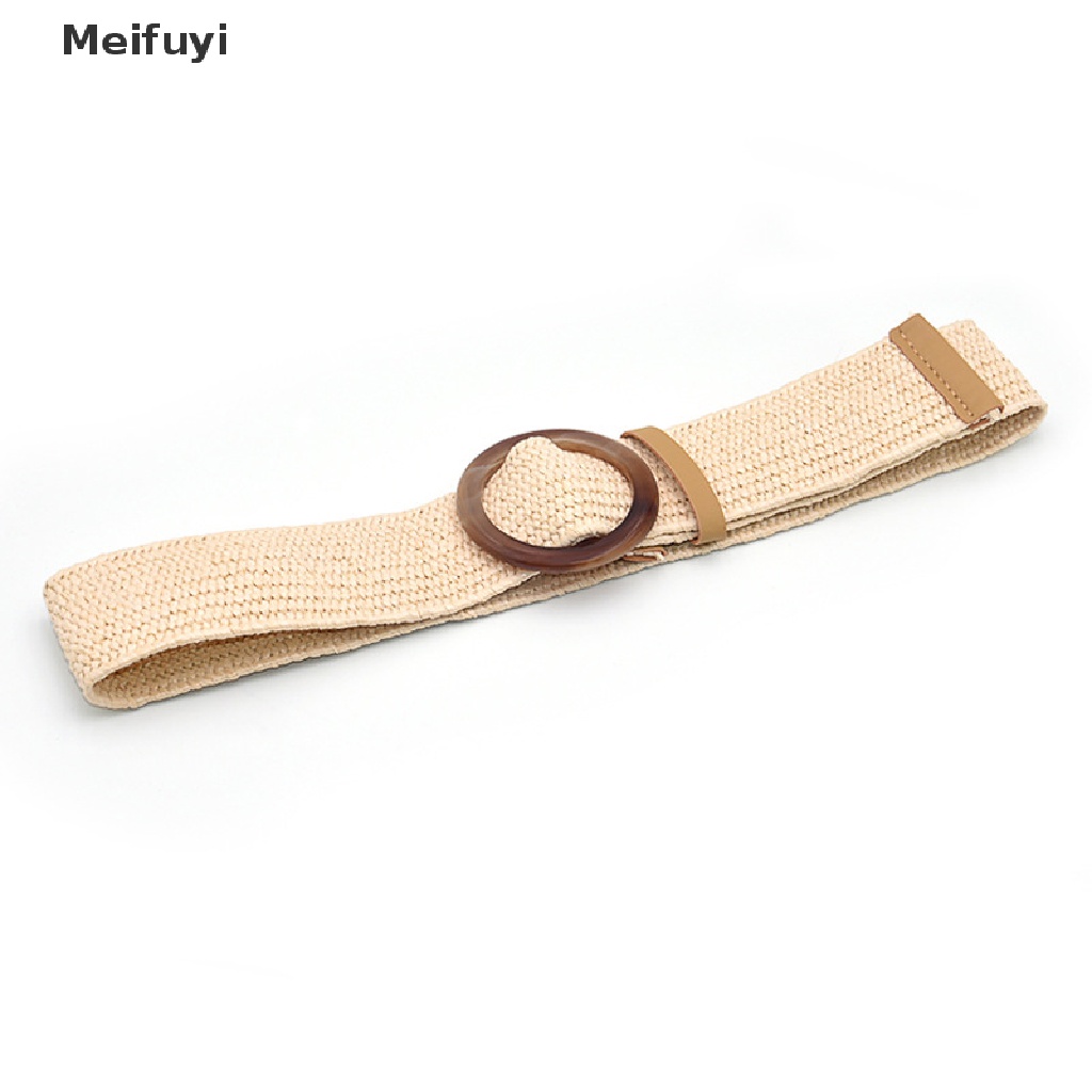 Đai thắt lưng đan cói bản rộng khóa gỗ tròn phong cách boho cổ điển VN439