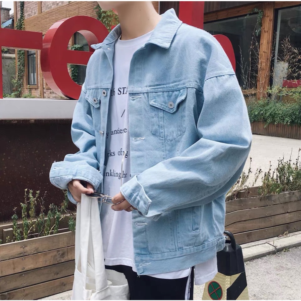 ◙♗Áo khoác bò nam nữ , jeans unisex vải không phai màu form rộng phong cách Hàn Quốc cho học sinh viên