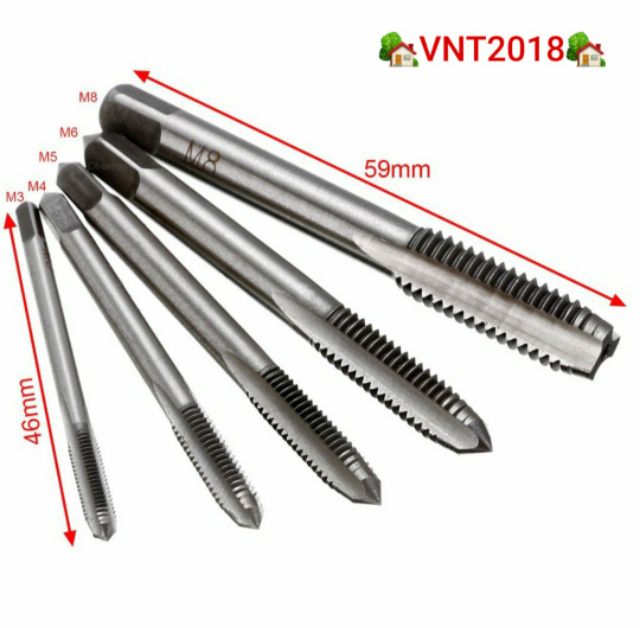 Bộ 5 mũi khoan taro M3/M4/M5/M6/M8