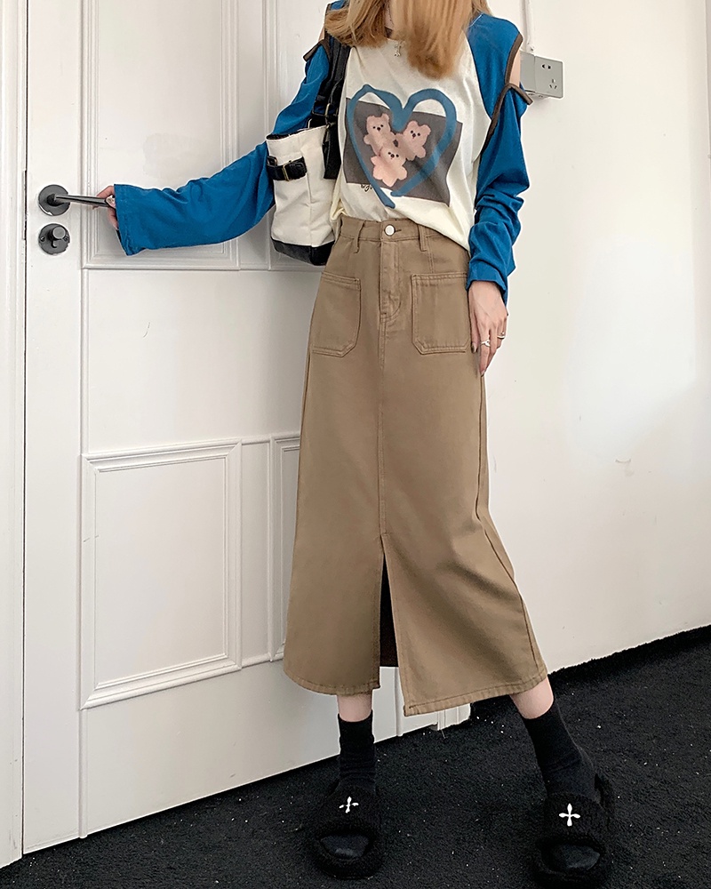 Chân Váy Denim Chữ a Lưng Cao Phối Túi Thời Trang Mùa Thu Hàng Mới 55193