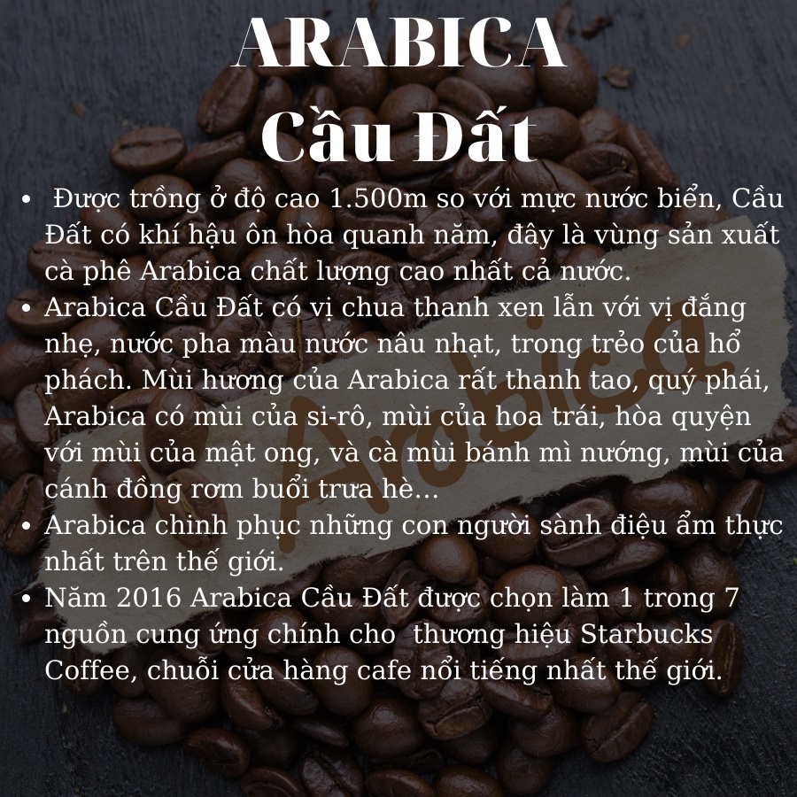 Cà Phê Nguyên Chất Arabica Cầu Đất Rang Xay Mộc Bassic Coffee Hậu Vị Ngọt Thơm Cafe Dak Lak Dùng Cho Pha Máy Pha Phin