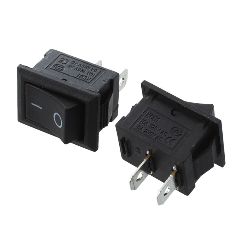 Set 10 Công Tắc Bập Bênh Mini 2 Chấu Màu Đen AC 125V 10A 250V 6A