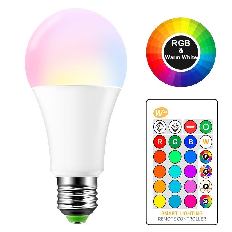 Bóng Đèn Led E27 15w Rgb 85-265v Thay Đổi Màu Sắc Kèm Điều Khiển Từ Xa