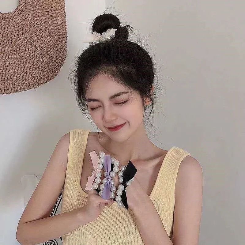 Dây buộc tóc đính ngọc trai nhân tạo thời trang cho nữ