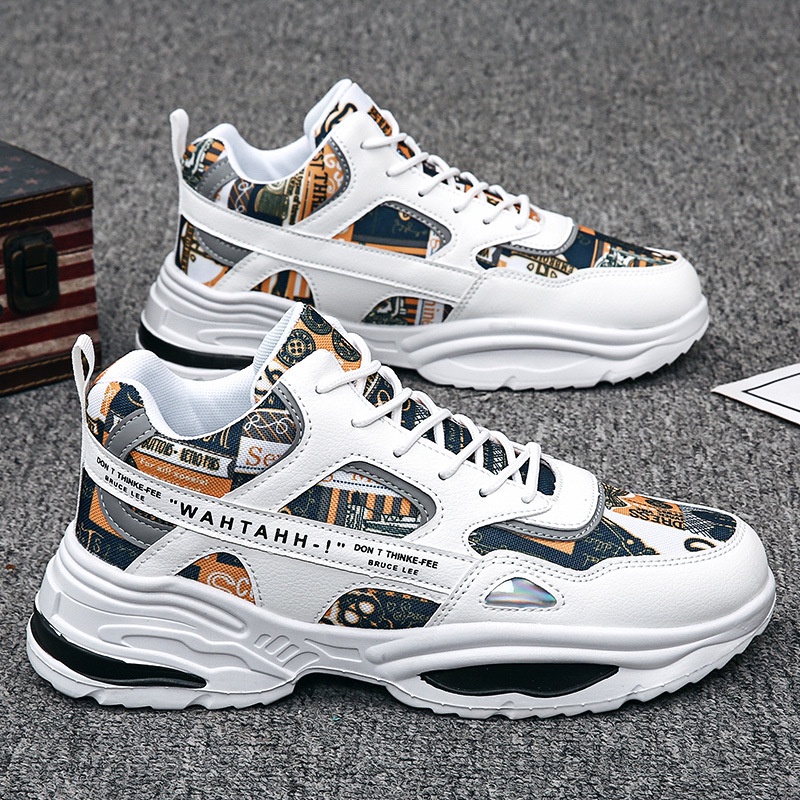 Giày Thể Thao Nam GEMI - Giày Sneaker Màu Cam - Đen, đế cao, phong cách Hàn Quốc - G5503