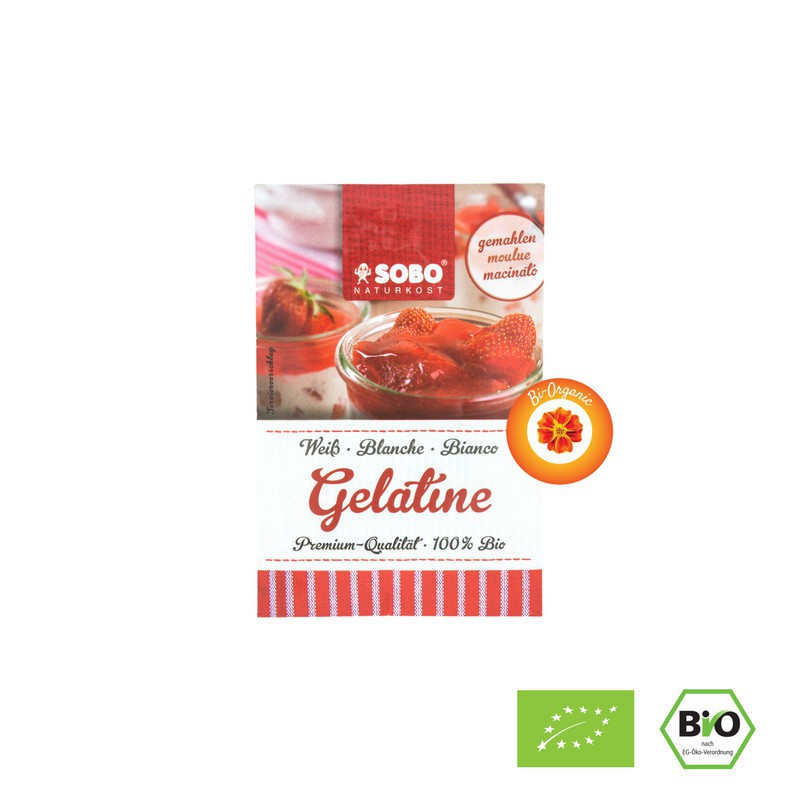 GELATINE HỮU CƠ SOBO NHẬP KHẨU ĐỨC 9 gram (Gelatin lá/ Bột Gelatin)