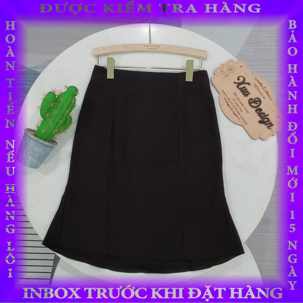 Chân váy đuôi cá thiết kế 💖Xuu Design💖 Chân váy dài ngang gối chất vải tuyết mưa- CV01 Đen buivanh