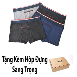 Hộp 04 quần lót boxer mix túi trước 3 màu CHIKOKO