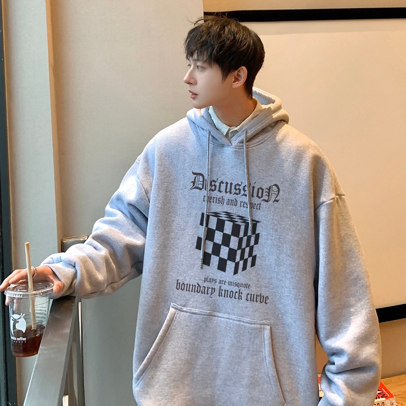 Ifnicefuture Áo hoodie Tay Dài Dáng Rộng In Họa Tiết Đơn Giản Phong Cách Hong Kong Hàng Mới Bán Chạy Thời Trang Thường Ngày
