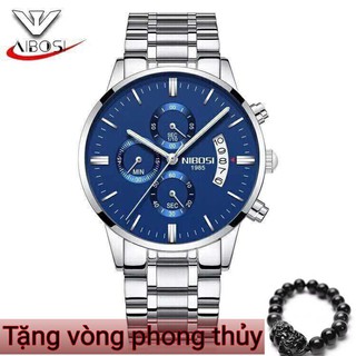 Đồng Hồ Nam Nibosi 1985 - Dây Trắng (Mặt Xanh)