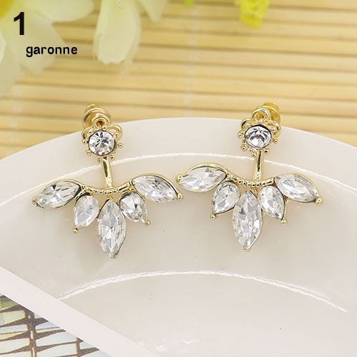 Khuyên tai hình chiếc lá đính đá phong cách thanh lịch dành cho nữ