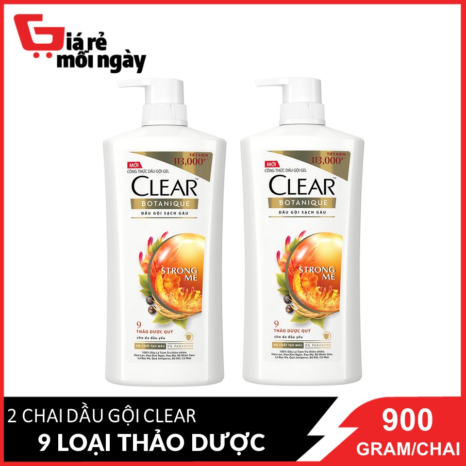Combo 2 Dầu gội Clear 9 loại thảo dược quý 900g