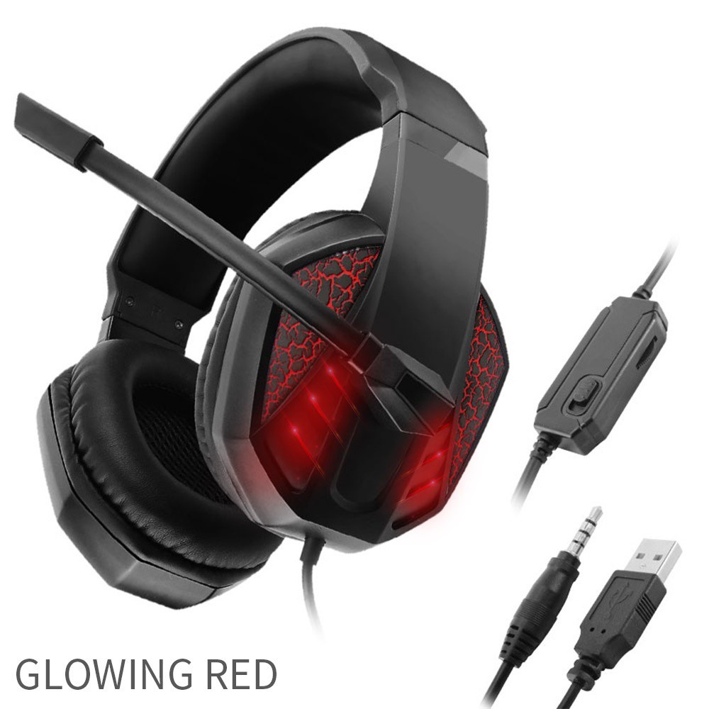 LED Over-ear With Mic Earphone Headset Gaming Headset Cool Fashion Bass Ear-Cup Headphone