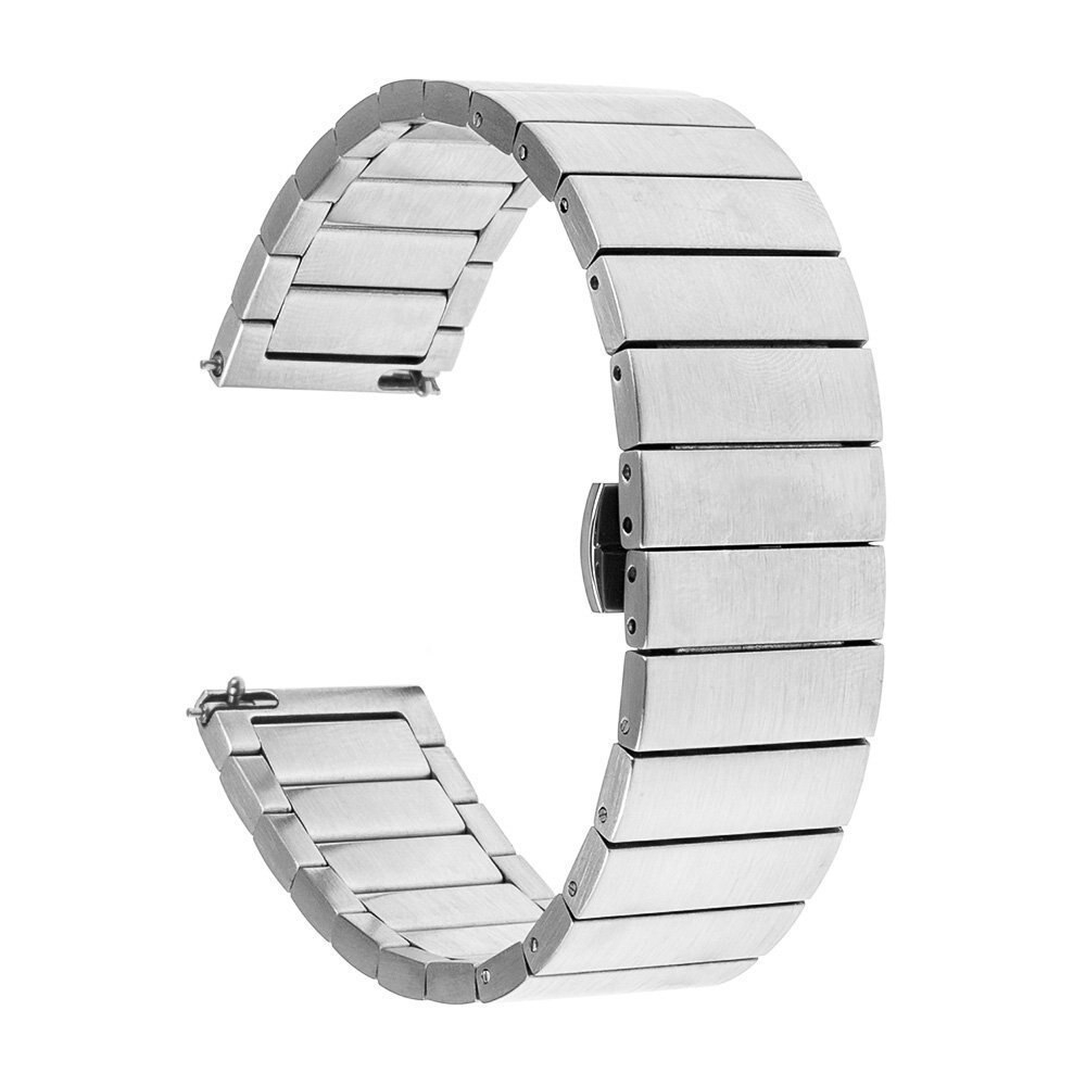 18 20 22mm Width Solid Stainless Steel Watchband For Gear S4 S3 S2 Classic Universal Quick Release Replacement Watches Accessories Strap For Galaxy Watch 42 46mm With Double Safety Butterfly Clasp