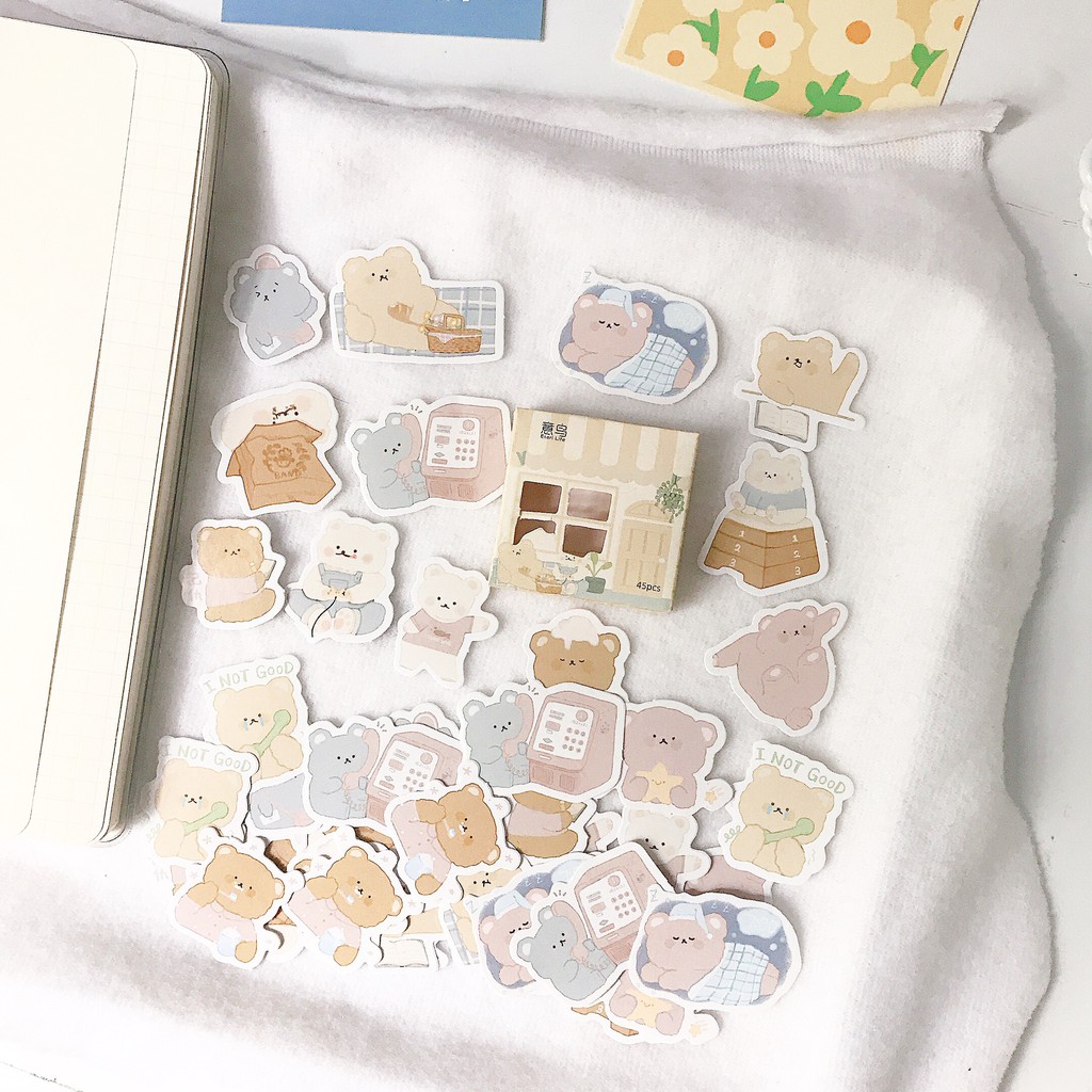 HỘP 45 STICKER NGÔI NHÀ DỄ THƯƠNG SIÊU XINH TRANG TRÍ SỔ TAY BULLET JOURNAL TAKE NOTE