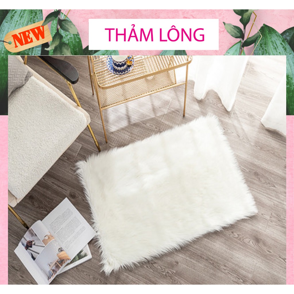 Thảm lông trắng trải sàn thảm trải phòng phụ kiện chụp hình nền sản phẩm trang trí kích thước 1m x 1m