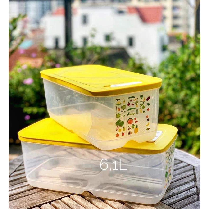 Hộp trữ mát Tupperware Ventsmart 6.1L size lớn, giúp rau quả tươi ngon đến 10 ngày, nhựa nguyên sinh an toàn