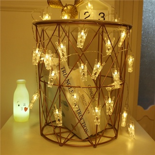 Đèn led có kẹp treo ảnh trang trí decor phòng dùng pin dài 3m nháy 2 chế độ